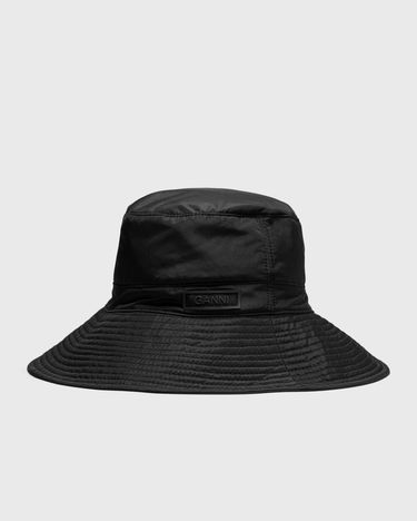 Шапка GANNI Recycled Tech Bucket Hat Черно | 5714667455367, 0