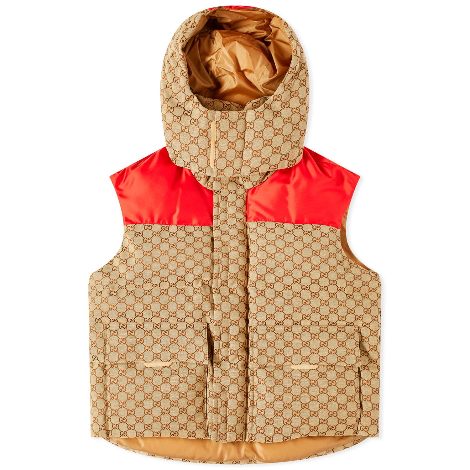 Жилетка Gucci GG Jacquard Hooded Down Vest Бежово | 756931-Z8BJ6-2275, 0