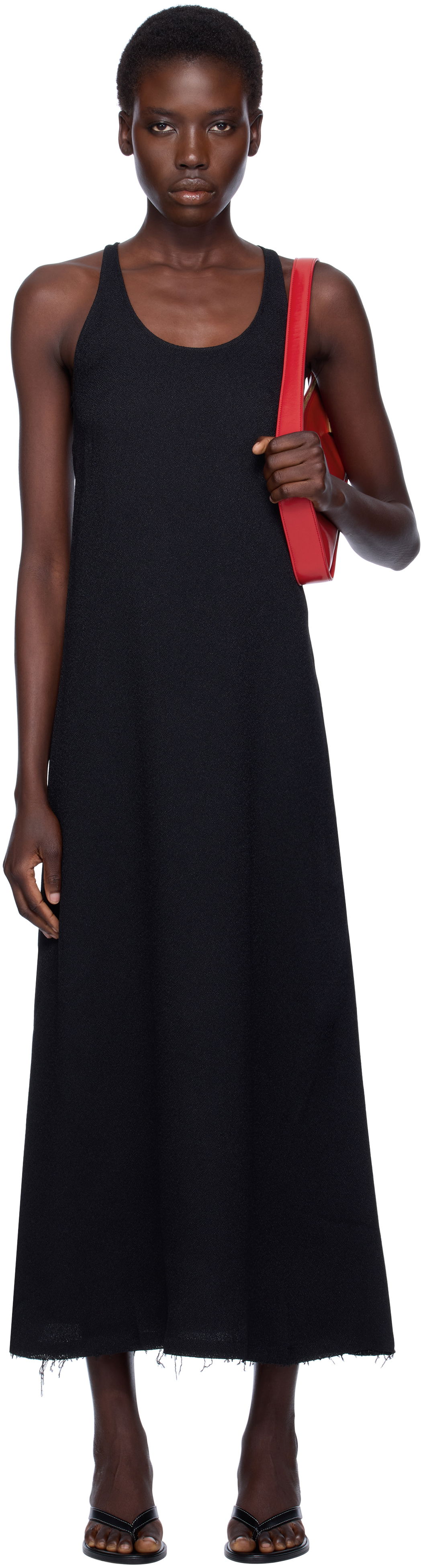 Pокля TOTEME TOTEME Scoop-Neck Sablé Midi Dress Черно | 243-WRD4142-FB0240, 0
