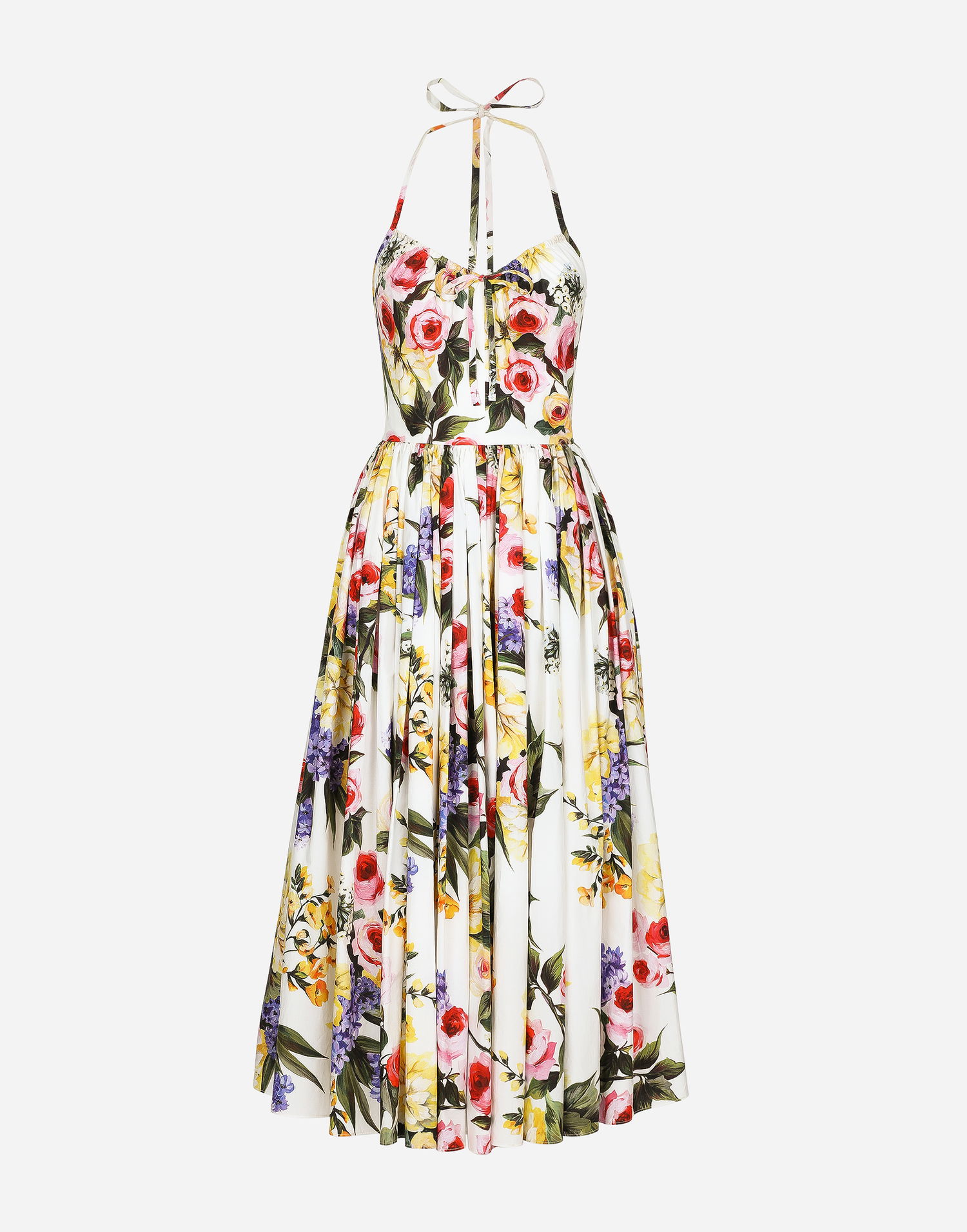 Pокля Dolce & Gabbana Dolce & Gabbana Garden Print Cotton Midi Dress Бяло | F6HABTHS5Q1HA4YB, 0