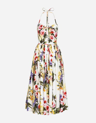 Pокля Dolce & Gabbana Dolce & Gabbana Garden Print Cotton Midi Dress Бяло | F6HABTHS5Q1HA4YB, 0