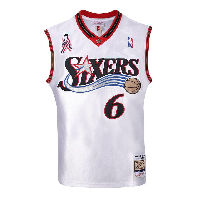 Фланелка Mitchell & Ness 76ers Iverson #6 Basketball Jersey Бяло | AJY43318-ASE02AIVWHIT