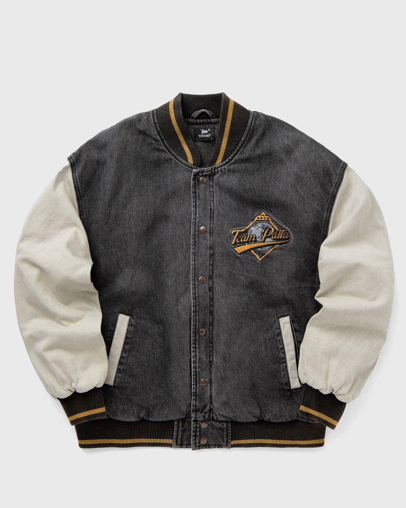 Яке бомбър Patta Homerun Denim Varsity Jacket Сиво | POC-AW24-4200-350-0001-001