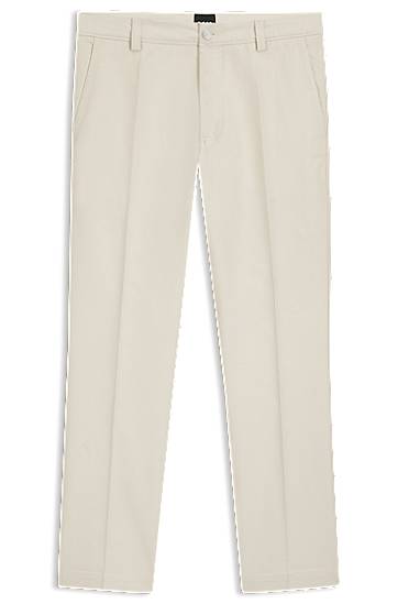 Панталони BOSS Straight-fit Cotton-blend Twill Trousers Бежово | 50551426