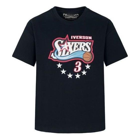Тениска Mitchell & Ness Mitchell & Ness x NBA Philadelphia 76ers Allen Iverson 3 T-Shirt Тъмно синьо | MNJYSST22017-BLACK, 0