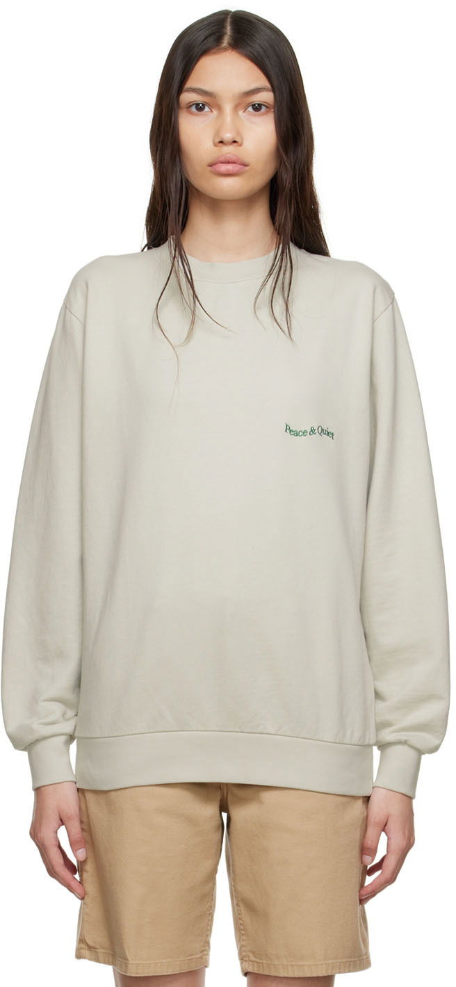 Суитчър Museum of Peace & Quiet Micro Wordmark Sweatshirt Зелено | MOPQ-SS22-30