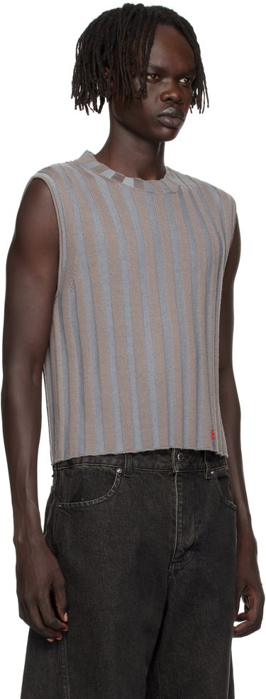 Пуловер Eckhaus Latta Eckhaus Latta Ribbed Knit Vest Сиво | 8025-EL-PF25-H, 1
