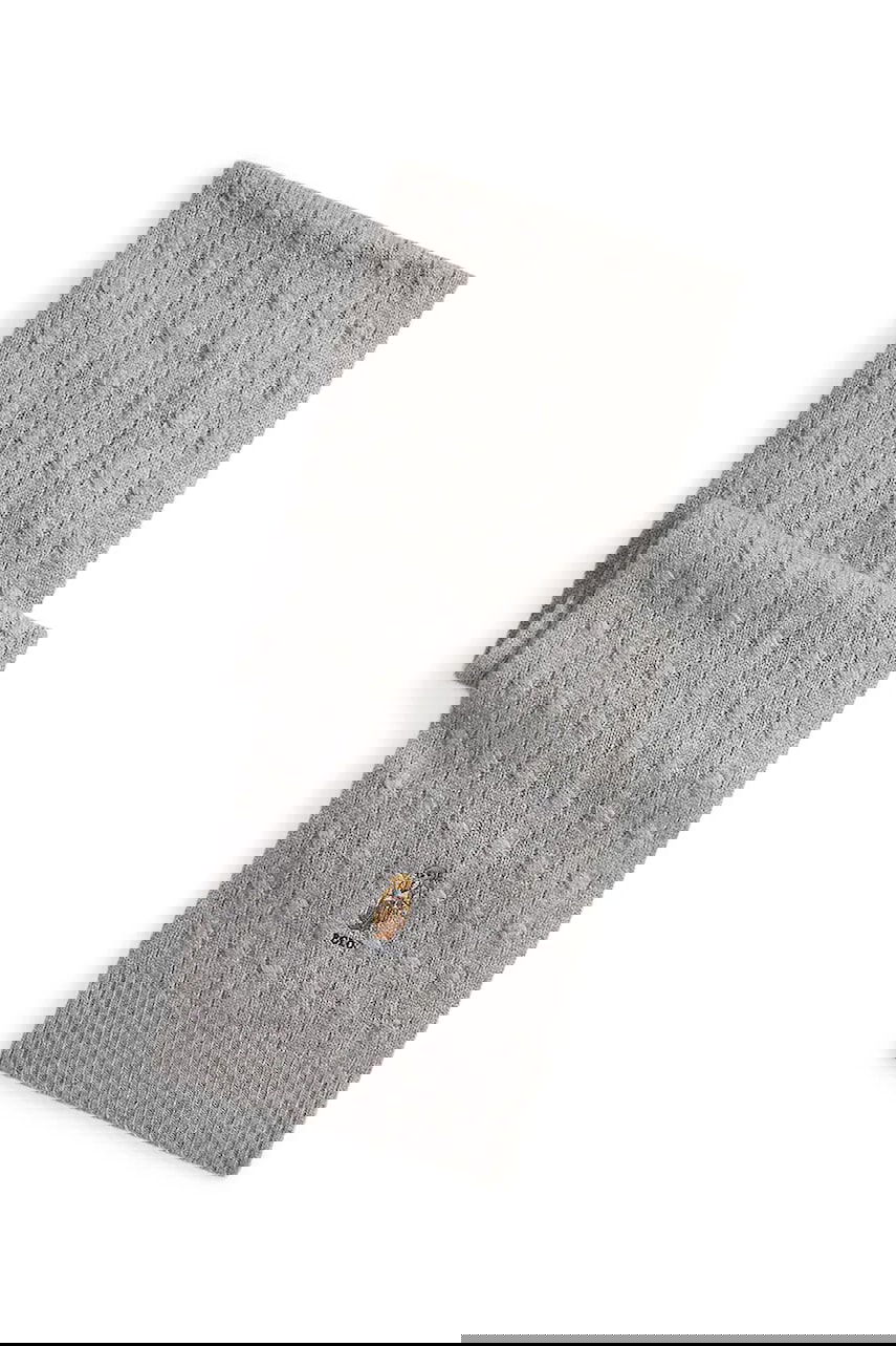 Шал Polo by Ralph Lauren Cable-Knit Wool Scarf with Polo Bear Appliqué Сиво | 449P08823, 0