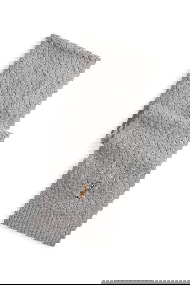 Шал Polo by Ralph Lauren Cable-Knit Wool Scarf with Polo Bear Appliqué Сиво | 449P08823, 0