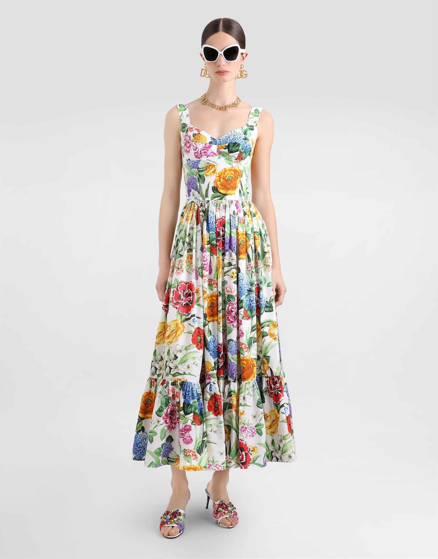 Pокля Dolce & Gabbana Dolce & Gabbana Long Corset Dress with Floral Print Многоцветен | F6AEITHS5S5HA5KU, 1