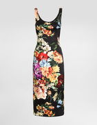 Dolce & Gabbana Flower-Print Satin Sheath Dress