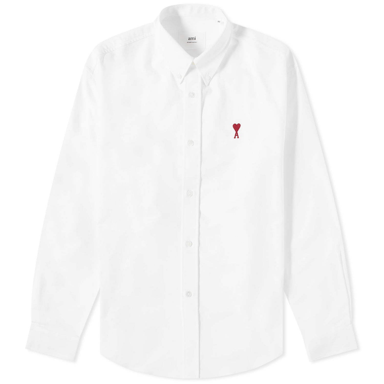 Риза AMI Button Down Logo Oxford Shirt Бяло | BFUSH130-CO0031-168, 0