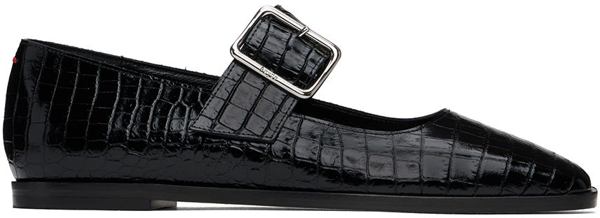 Pокля Aeyde Aeyde Sunny Crocodile Embossed Ballerina Flats Черно | A11-FL-GRZS15FL127-FW24-800-065, 0