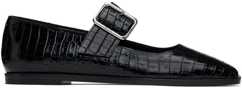 Pокля Aeyde Aeyde Sunny Crocodile Embossed Ballerina Flats Черно | A11-FL-GRZS15FL127-FW24-800-065