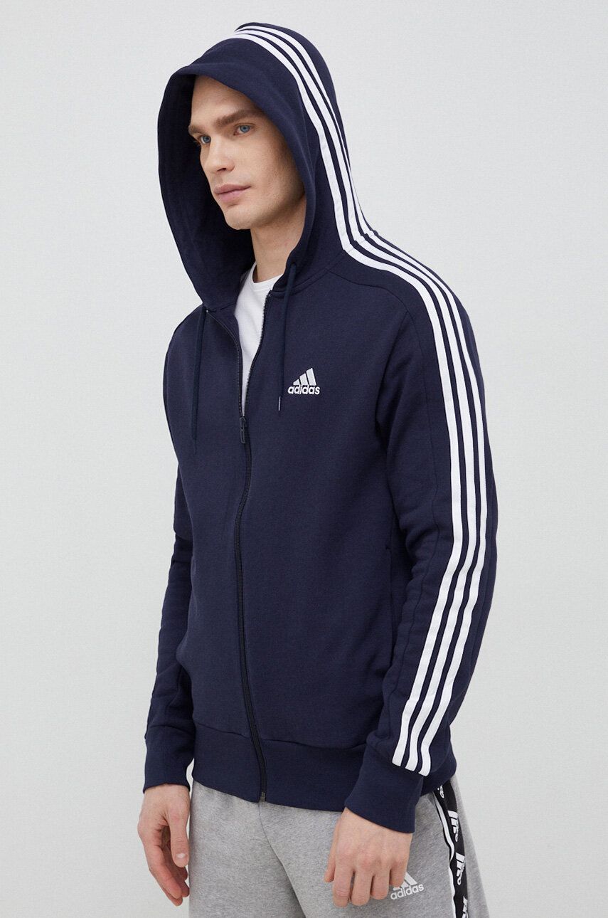 Суитчър adidas Originals Essentials French Terry 3-Stripes Full-Zip Hoodie Тъмно синьо | IC0434, 0