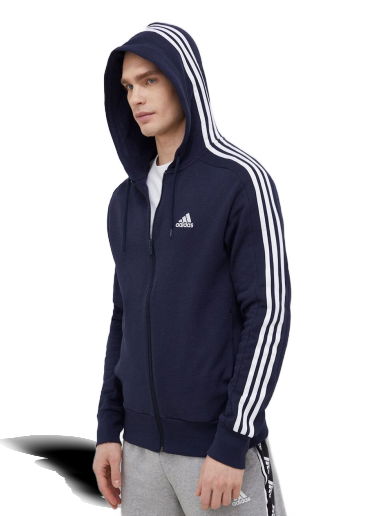 Суитчър adidas Originals Essentials French Terry 3-Stripes Full-Zip Hoodie Тъмно синьо | IC0434