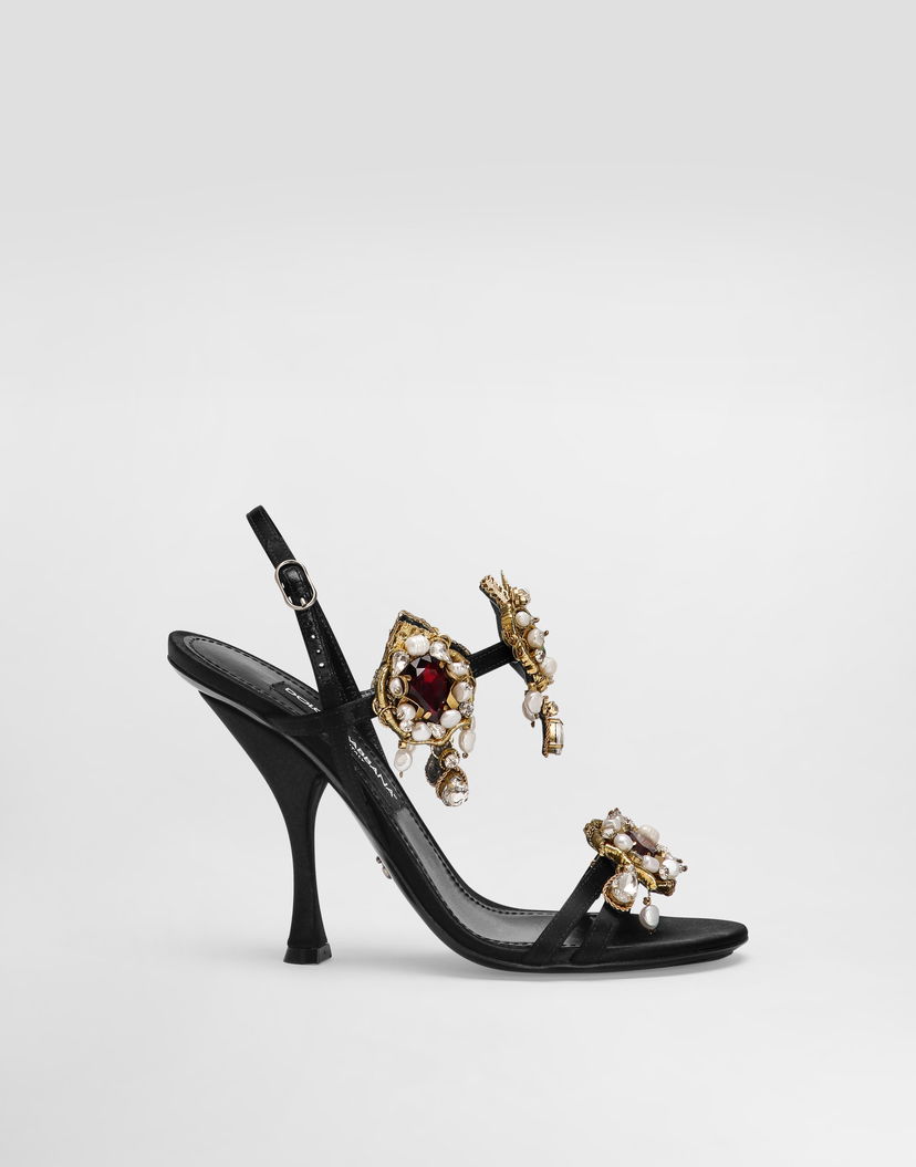 Аксесоари Dolce & Gabbana Dolce & Gabbana Embroidered Satin Sandals Черно | CR1934AX85280999