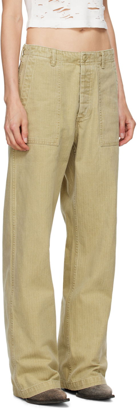Панталони R13 R13 Wide Leg Trousers Бежово | R13WR077-R381B, 1