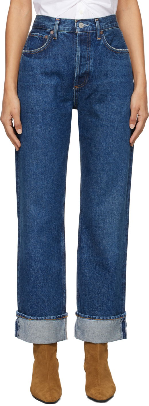 Дънки AGOLDE Low Slung Straight Jeans Синьо | A9157-1371, 0