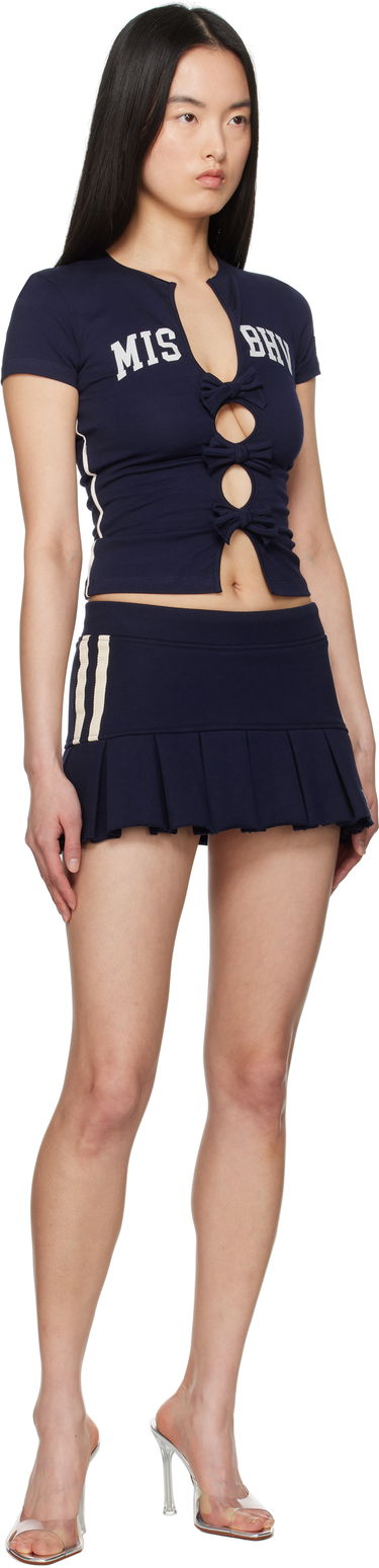 Съкратен топ MISBHV MISBHV Varsity Bows T-Shirt Тъмно синьо | 250W127, 3