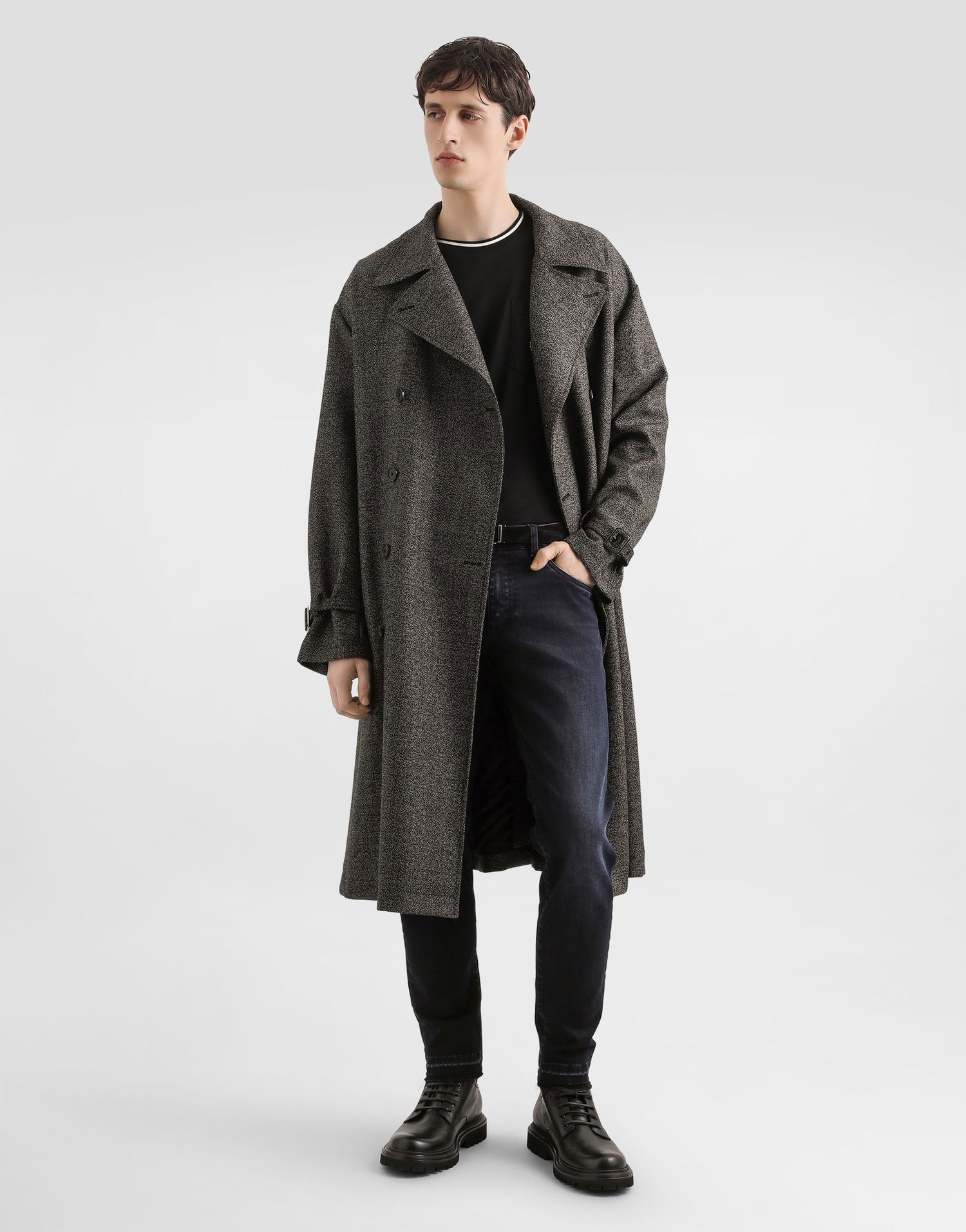 Тренчкот Dolce & Gabbana Dolce & Gabbana Double-breasted Wool Trench Coat Сиво | G052KTFM2G4S8031, 1