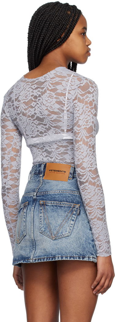 Тениска We11done Lace Mock Neck Top Синьо | WD-BL1-23-129-W-GY, 2