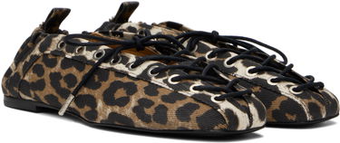 Облекло GANNI GANNI Printed Denim Lace-Up Ballerina Flats Кафяво | S2961, 3