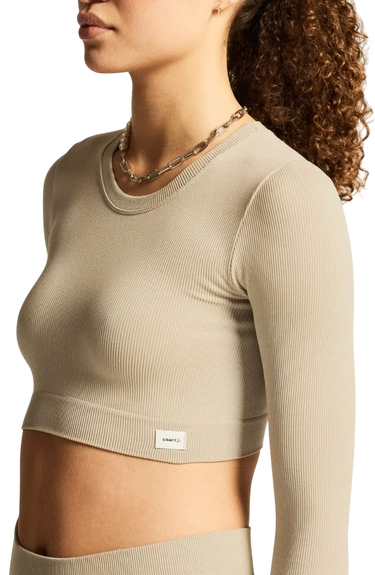 Съкратен топ Craft Craft Collective Rib Cropped Long Sleeve T-Shirt Бежово | 1916014-608000, 0