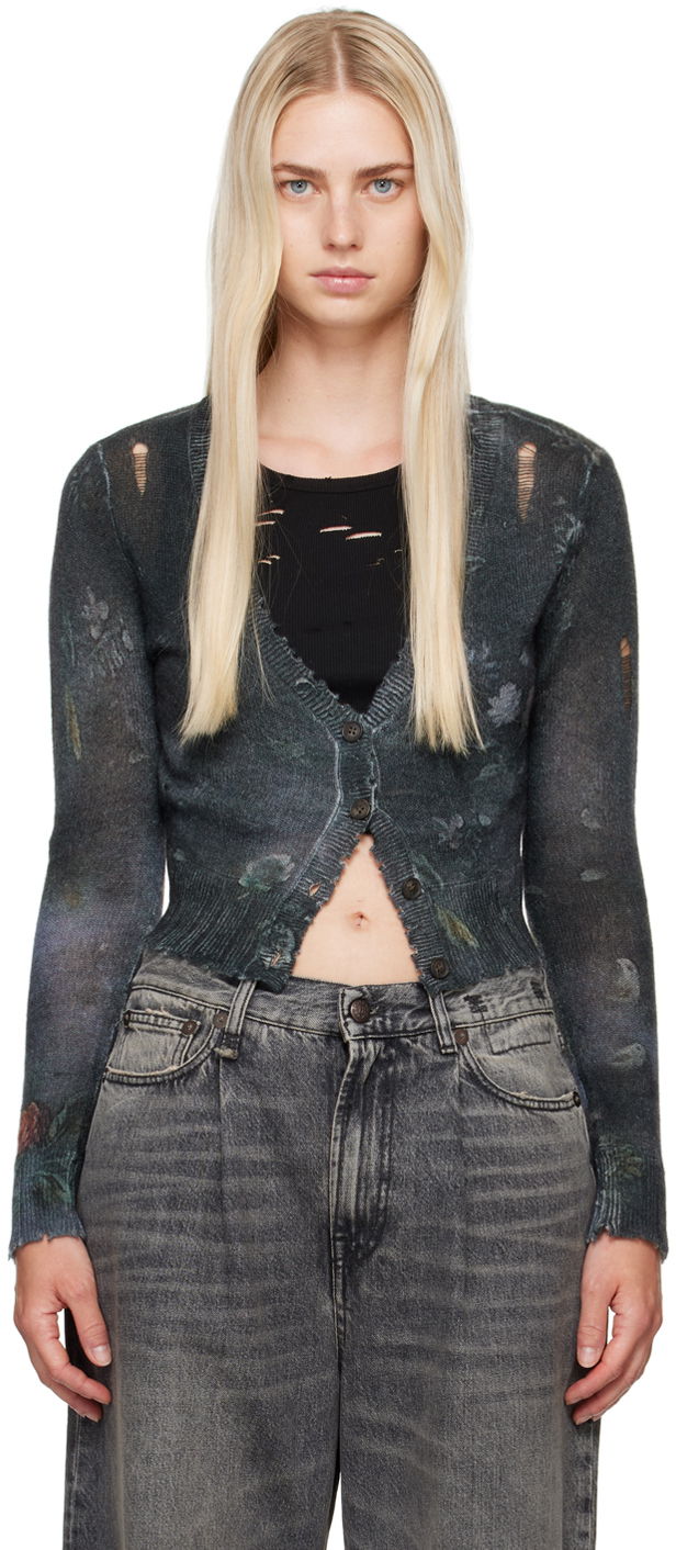 Пуловер R13 R13 Cropped Distressed Cardigan Сиво | R13WY041-Y157A, 0