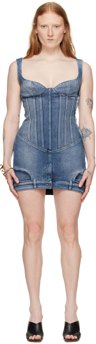 Pокля Off-White Blue Upside Down Denim Minidress Синьо | OWYM030S24DEN0014000, 0