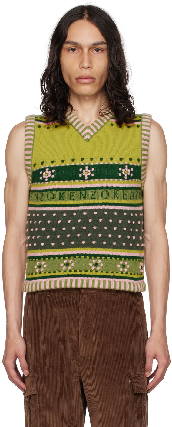 Пуловер KENZO Paris Fairisle Vest Зелено | FD65PU4083CF, 0
