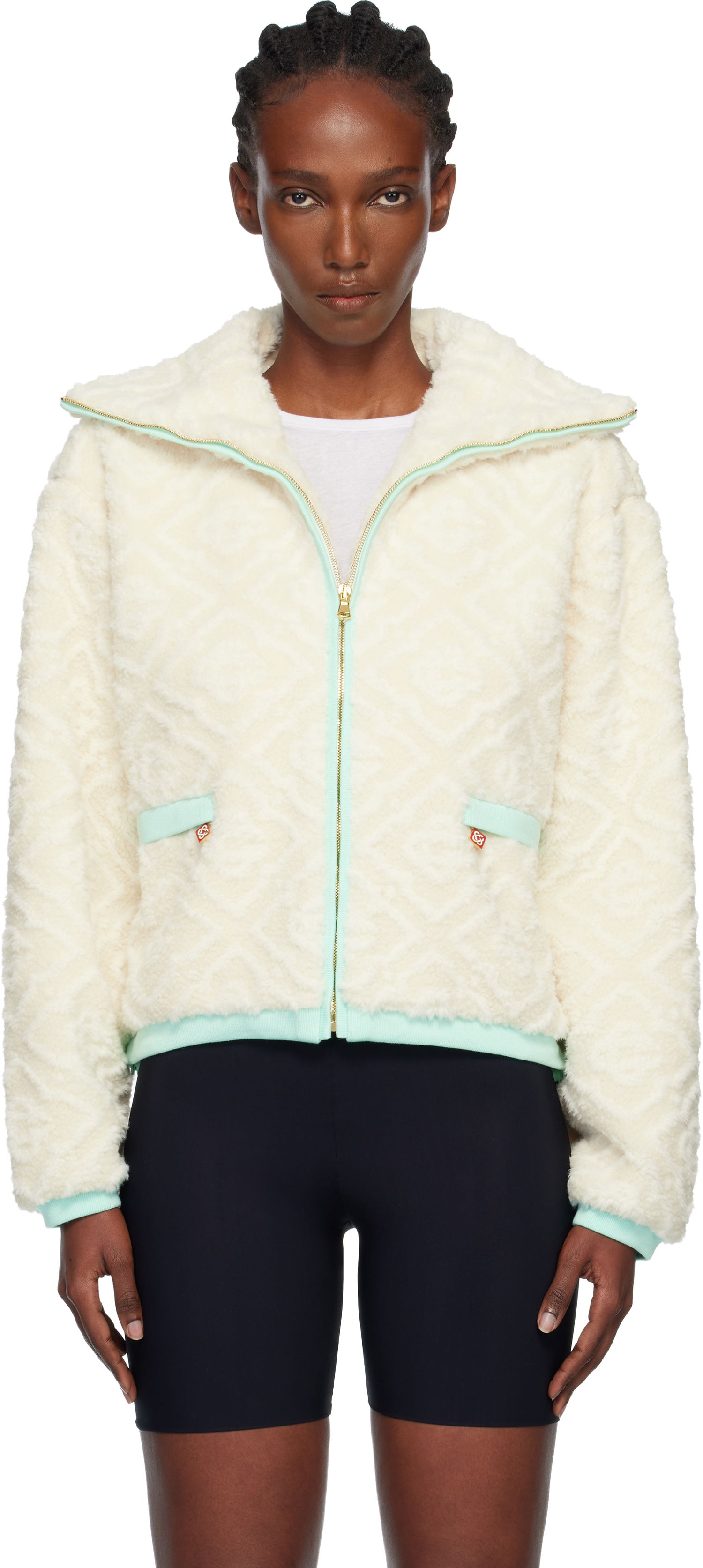 Яке Casablanca Monogram Jacquard Fleece Jacket Бяло | WPF25-JK-390-01, 0