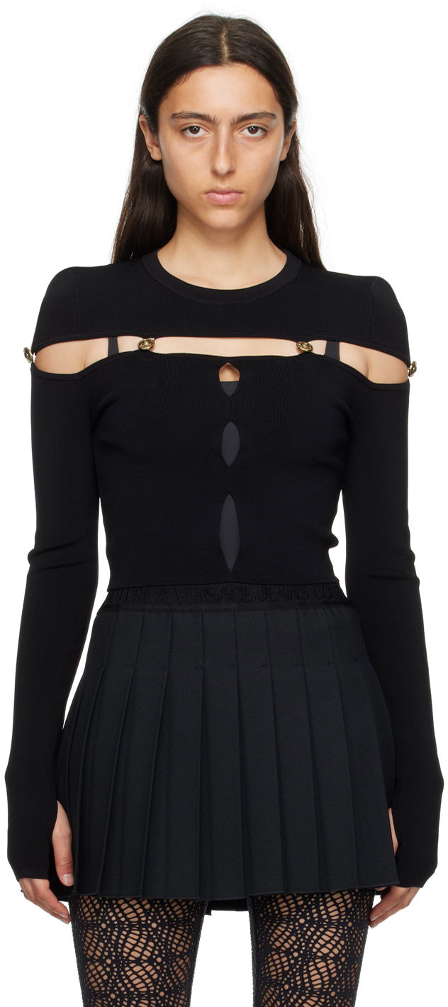 Пуловер Versace Jeans Couture Cutout Sweater Черно | E75HAFM51_ECM29H, 0