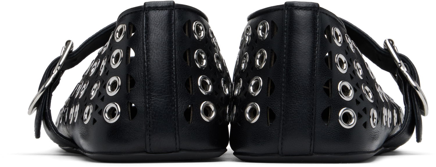 Кецове и обувки Alaïa ALAÏA Vienne Lambskin Eyelets Ballerina Flats Черно | AA3A029CK277, 1