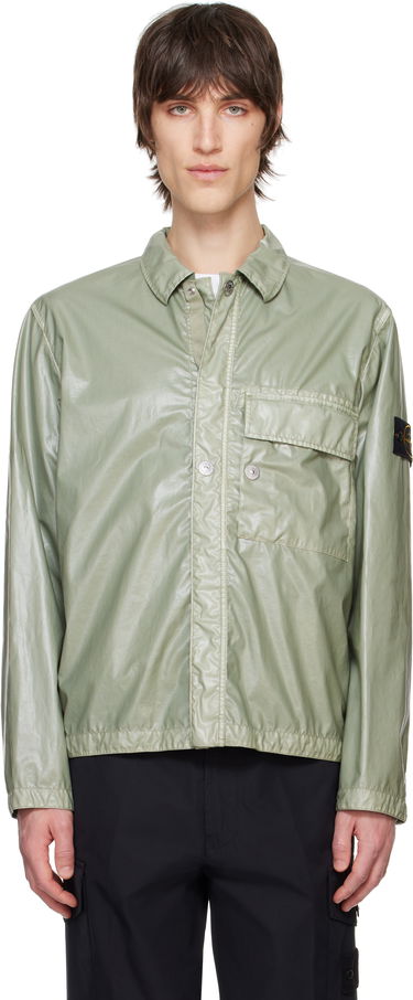 Риза Stone Island Stone Island Mussola Gommata-TC Overshirt Зелено | K1S15 1200001 S0022, 0