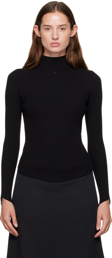 Пуловер Courrèges Courrèges Ribbed Mock Neck Sweater Черно | 325MPU251FI0001, 0