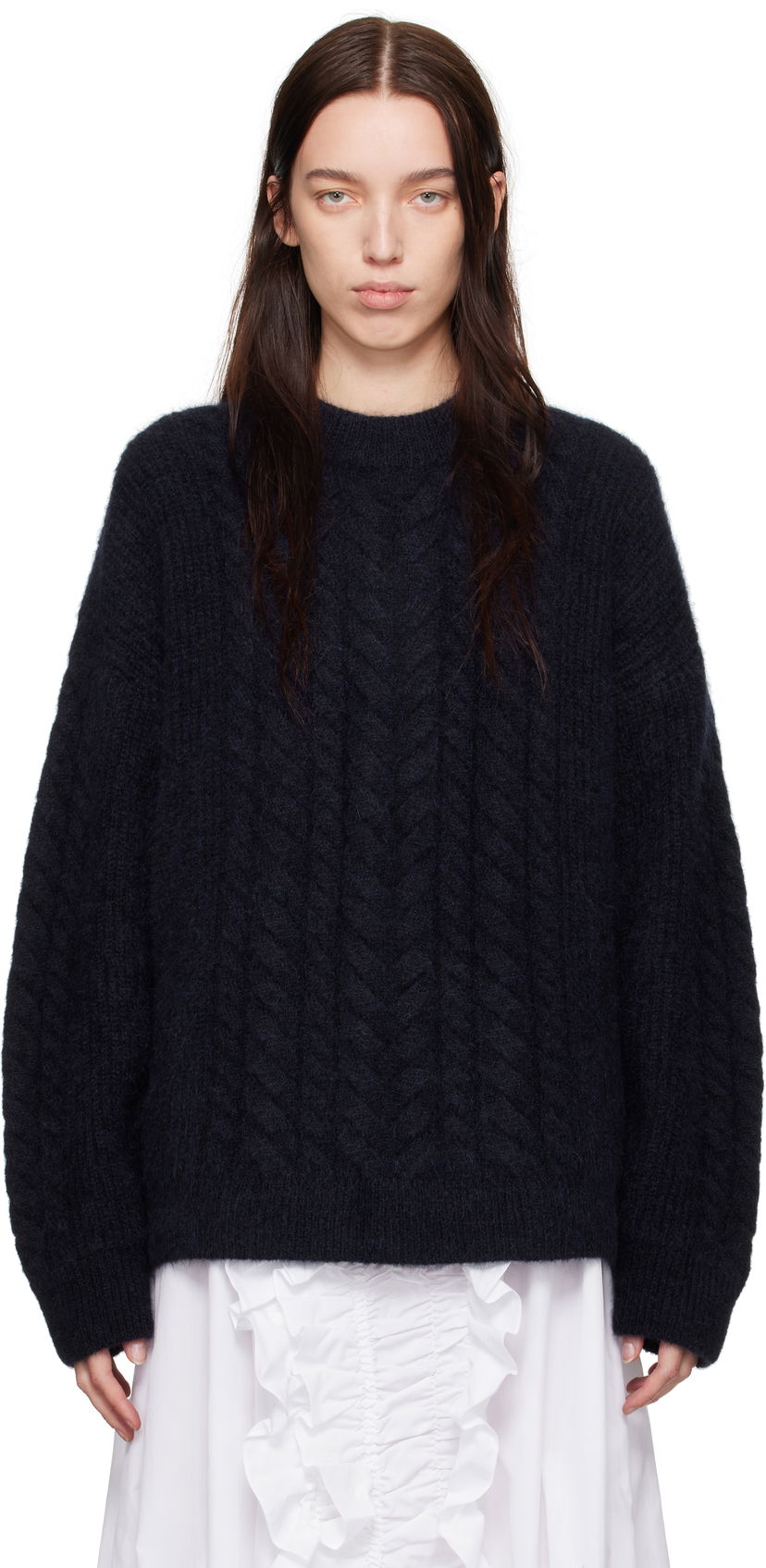 Пуловер Cecilie Bahnsen Anette Cable Knit Sweater Тъмно синьо | 3.24KNI51002 ANETTE JUMPER