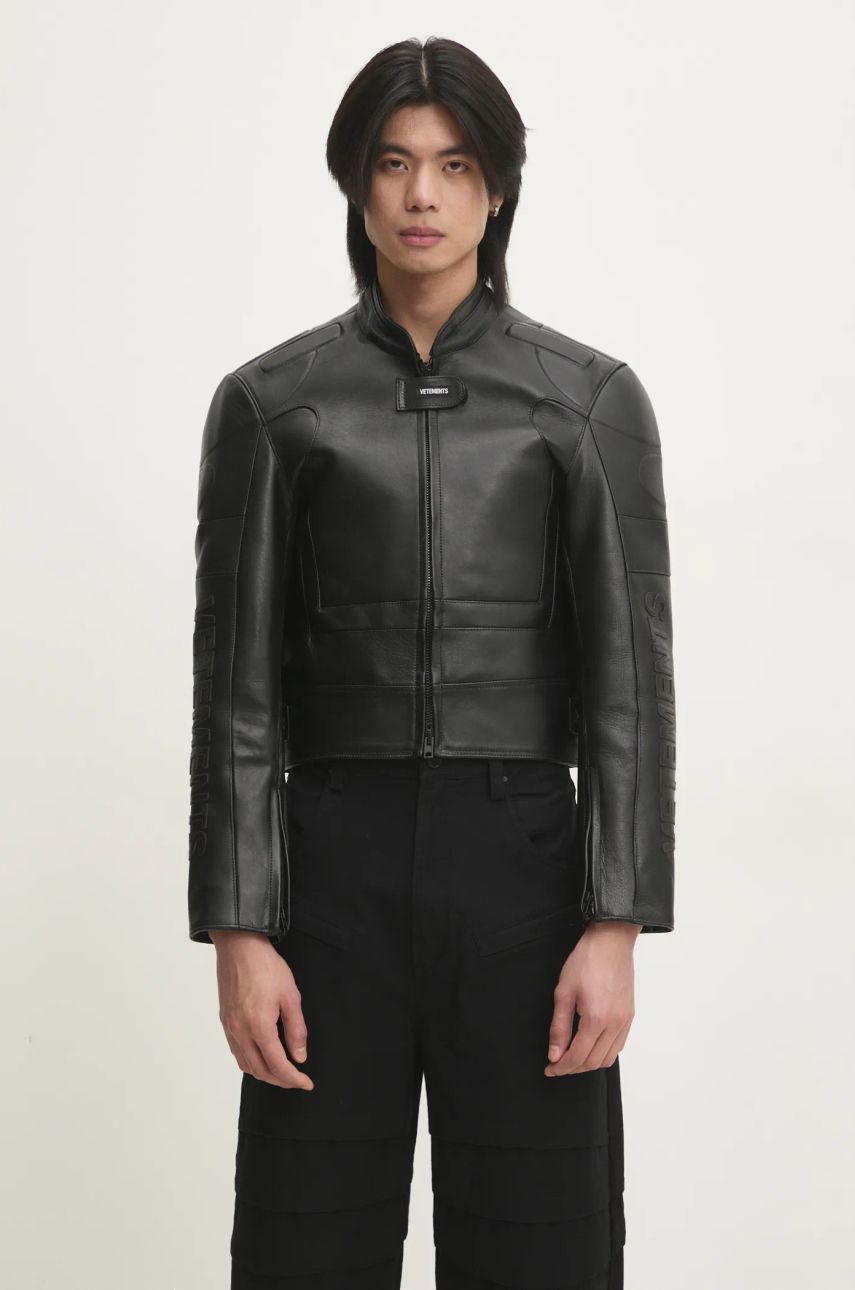 Яке VETEMENTS VETEMENTS Racing Logo Leather Jacket Черно | UA66JA210B, 0