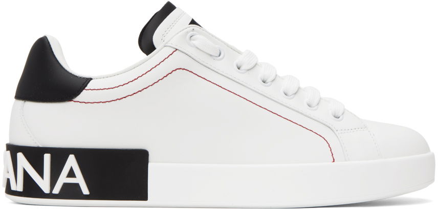 Кецове и обувки Dolce & Gabbana White Embossed Sneakers Бяло | CS2216AH526, 0