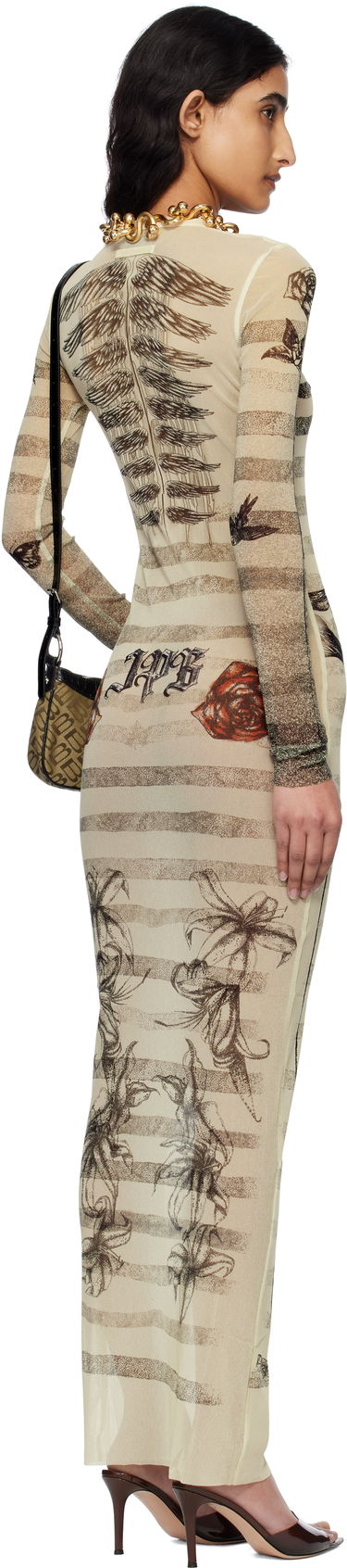 Pокля Jean Paul Gaultier Jean Paul Gaultier Tattoo Marinière Maxi Dress Бежово | 25/34-F-RO396-T585-030030, 2
