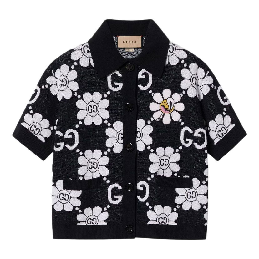 Пуловер Gucci GG Flower Cotton Jacquard Cardigan Черно | 782223-XKDZ2-1080