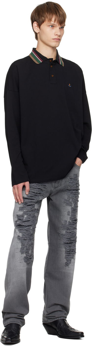 Поло тениска Vivienne Westwood Vivienne Westwood Oversized Long Sleeve Polo Черно | 2H01000Q-J0009-, 3