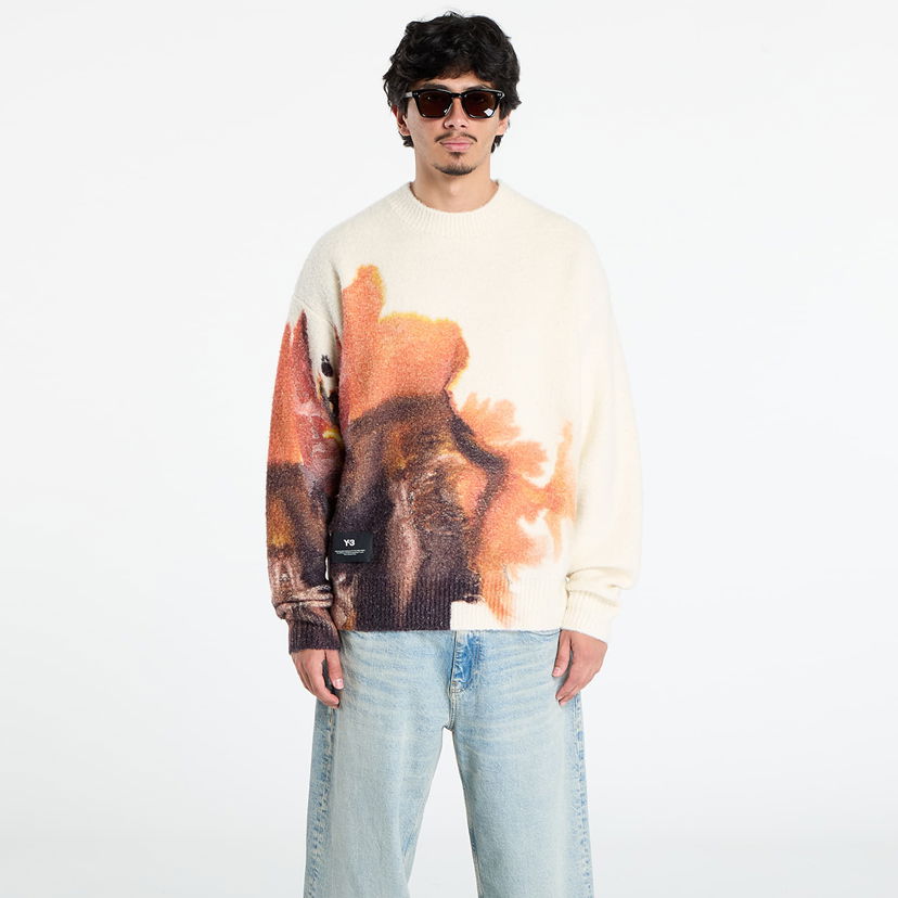 Пуловер Y-3 Y-3 Graphix Knit Crew Sweater Бяло | JX7332