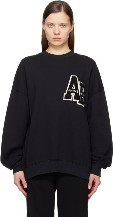 Пуловер Anine Bing Anine Bing Miles Oversized Letterman Sweatshirt Черно | A-08-10074-BLK1, 0