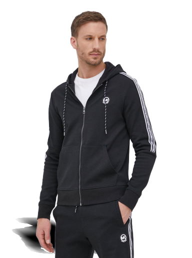 Суитчър Michael Kors Logo Tape Cotton Blend Zip-Up Hoodie Черно | CS250QD5MF