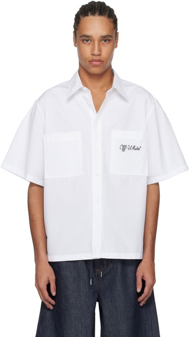 Риза Off-White Off-White Script Summer Shirt Бяло | OMGG002C99FAB0030110, 0