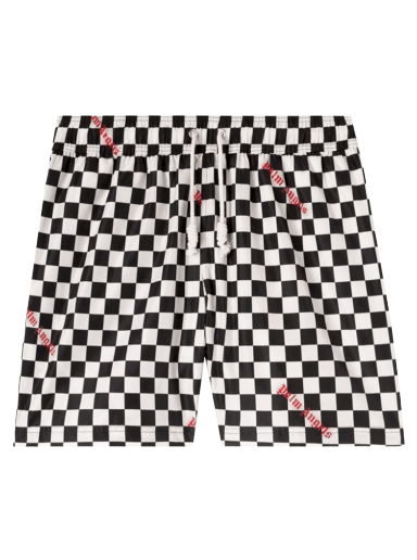 Бански Palm Angels Damier Print Swim Short Черно | PMFA011F22FAB0021025