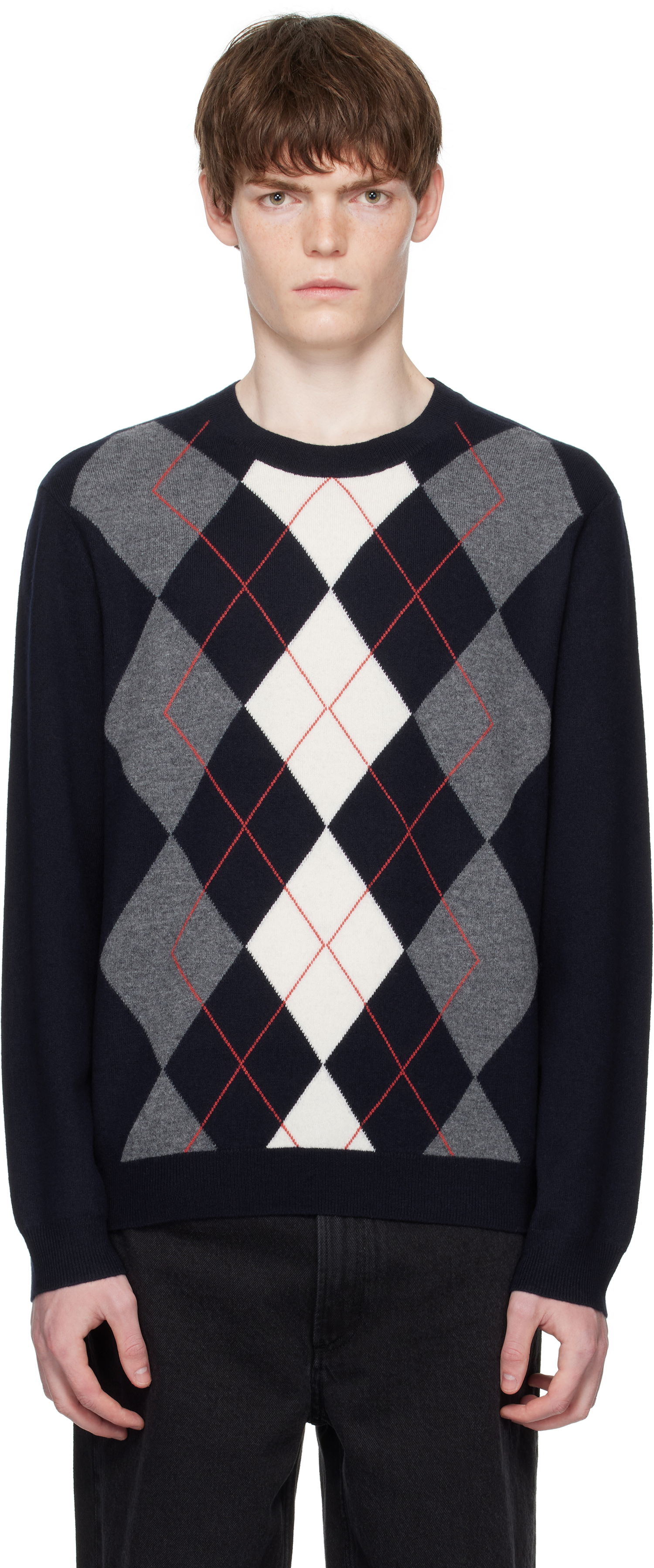 Пуловер A.P.C. A.P.C. Evan Argyle Sweater Тъмно синьо | WVBDR-H23419, 0
