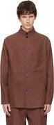 Standing Collar Button-Front Overshirt with Chest Pocket