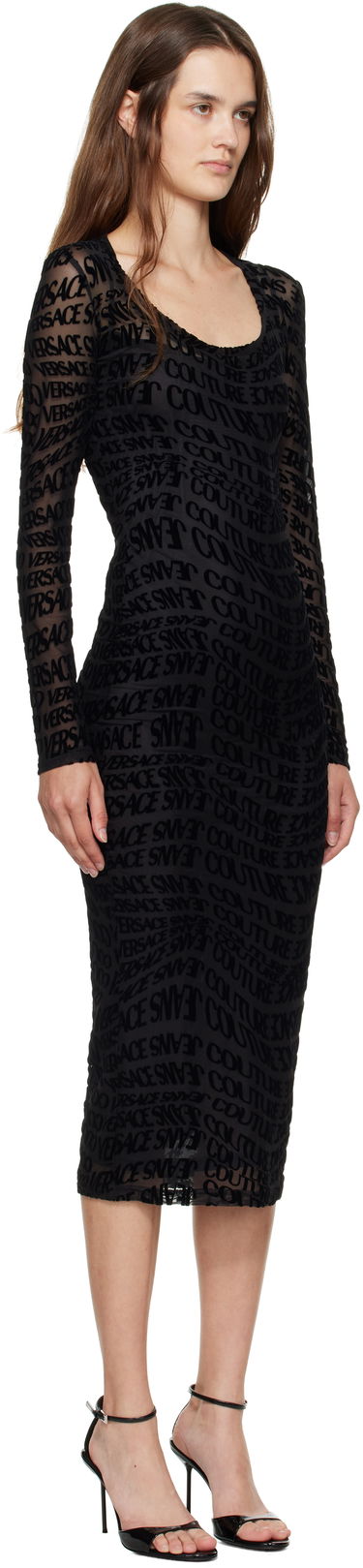 Pокля Versace Versace Jeans Couture Flock Liquify Tulle Midi Dress Черно | E79HAO920_EJS490, 1